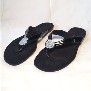 Aerosoles Black Embellished Medallion Sandal